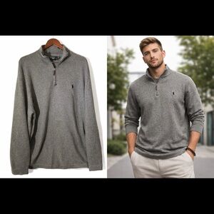 Polo Ralph Lauren Gray Quarter Zip Sweater XLT Tall
